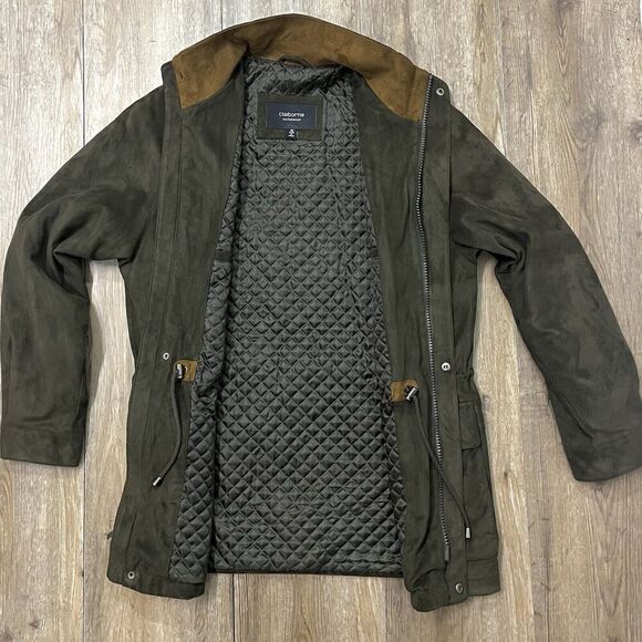 Claiborne Outerwear Field Jacket Barn Coat Quilted Soft Microfiber Green Mens‎ M - Picture 2 of 10